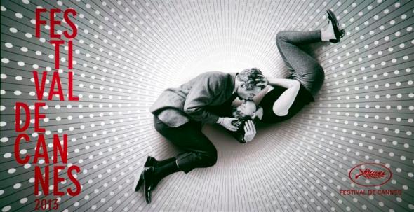 A projection taken the official poster of the 66th Cannes Film Festival is pictured during a news conference to announce the competing films at the 66th Cannes Film Festival in Paris